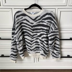 Time and Tru Black and White Zebra Sweater